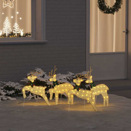 HKH Conjunto de 4 Renas de LED em Tecido - Ouro
