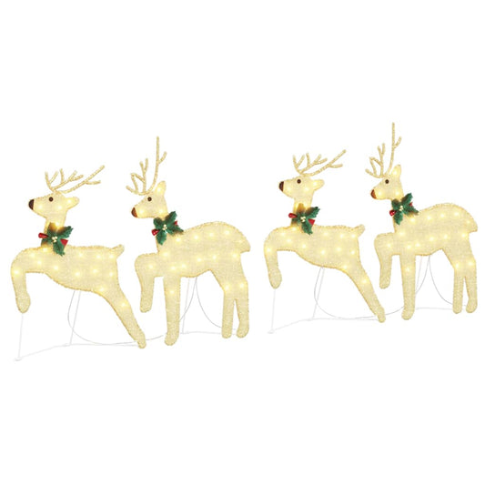 HKH Conjunto de 4 Renas de LED em Tecido - Ouro