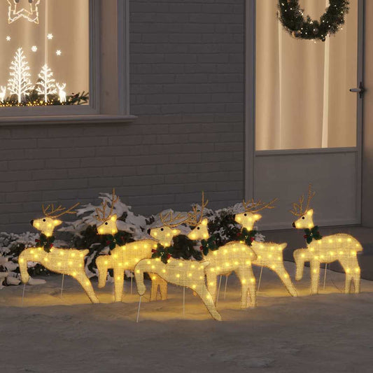 HKH Conjunto de 6 Renas de LED em Tecido - Ouro