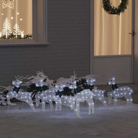 HKH Conjunto de 6 Renas de LED em Tecido - Branco
