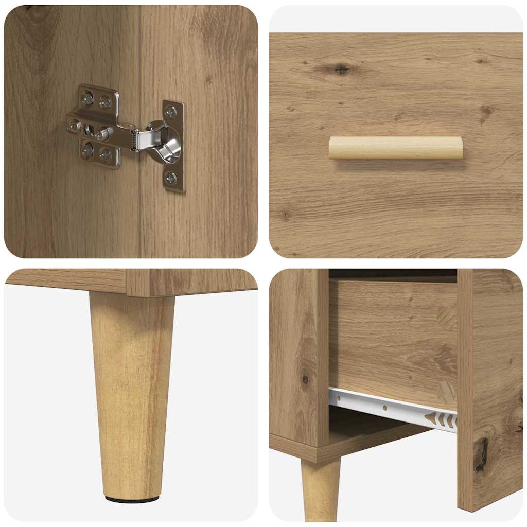 HKH Aparador Moderno en Madera Procesada con 1 Puerta y 3 Cajones - Roble Artesanal