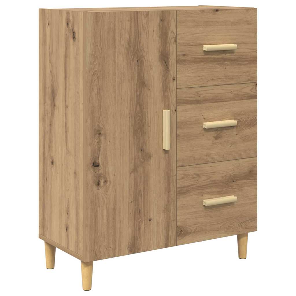 HKH Aparador Moderno en Madera Procesada con 1 Puerta y 3 Cajones - Roble Artesanal