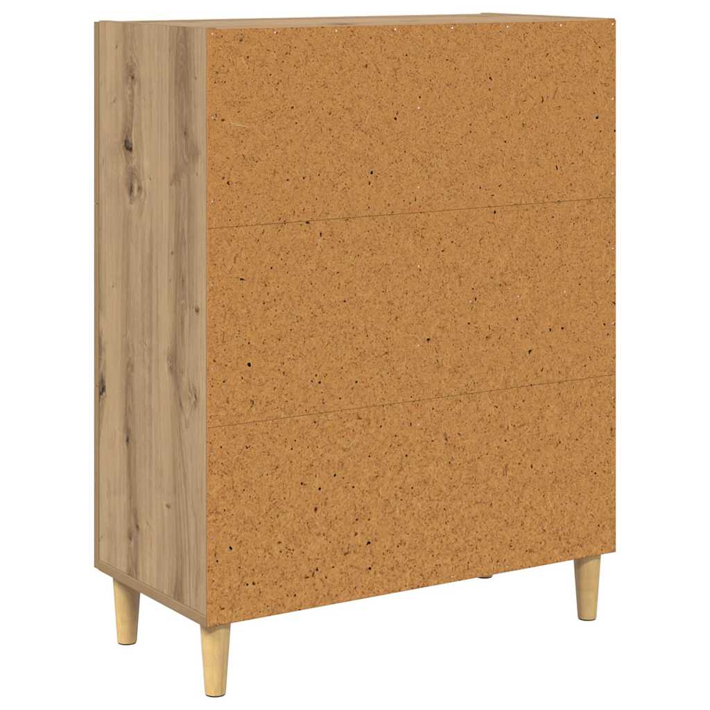 HKH Aparador Moderno en Madera Procesada con 1 Puerta y 3 Cajones - Roble Artesanal