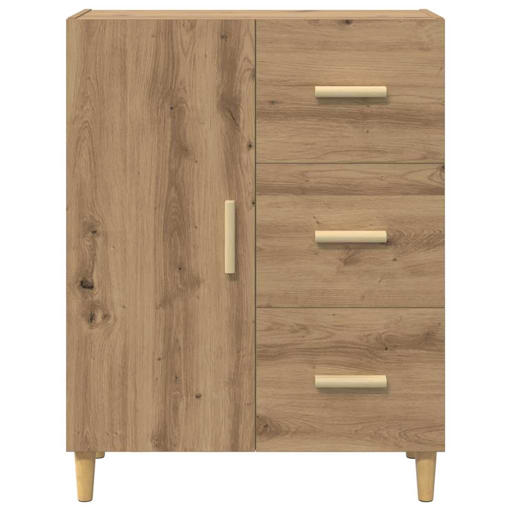 HKH Aparador Moderno en Madera Procesada con 1 Puerta y 3 Cajones - Roble Artesanal