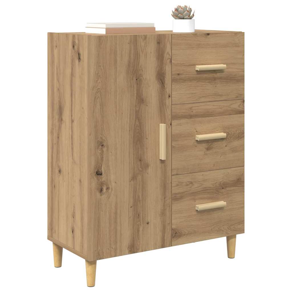 HKH Aparador Moderno en Madera Procesada con 1 Puerta y 3 Cajones - Roble Artesanal