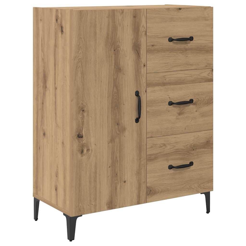 HKH Aparador Moderno en Madera Procesada con 1 Puerta y 3 Cajones - Roble Artesanal