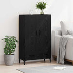 Aparador alto HKH de madera de ingeniería y hierro con 2 puertas - Roble negro