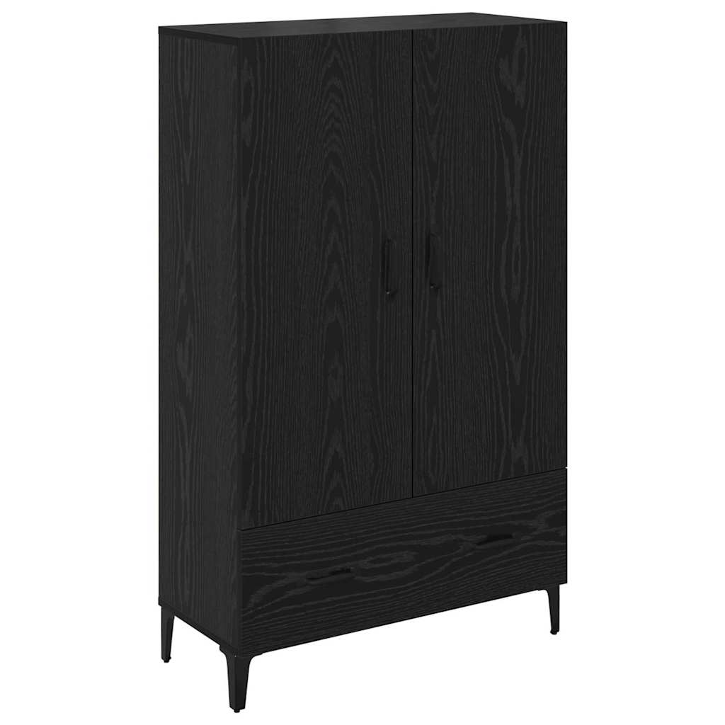 Aparador alto HKH de madera de ingeniería y hierro con 2 puertas - Roble negro