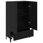 Aparador alto HKH de madera de ingeniería y hierro con 2 puertas - Roble negro