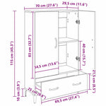 Aparador alto HKH de madera de ingeniería y hierro con 2 puertas - Roble negro