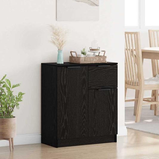 HKH Aparador Rústico de Madera Procesada con 2 Puertas y 1 Cajón - Roble Negro