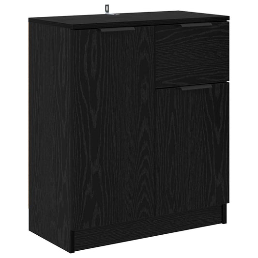 HKH Aparador Rústico de Madera Procesada con 2 Puertas y 1 Cajón - Roble Negro