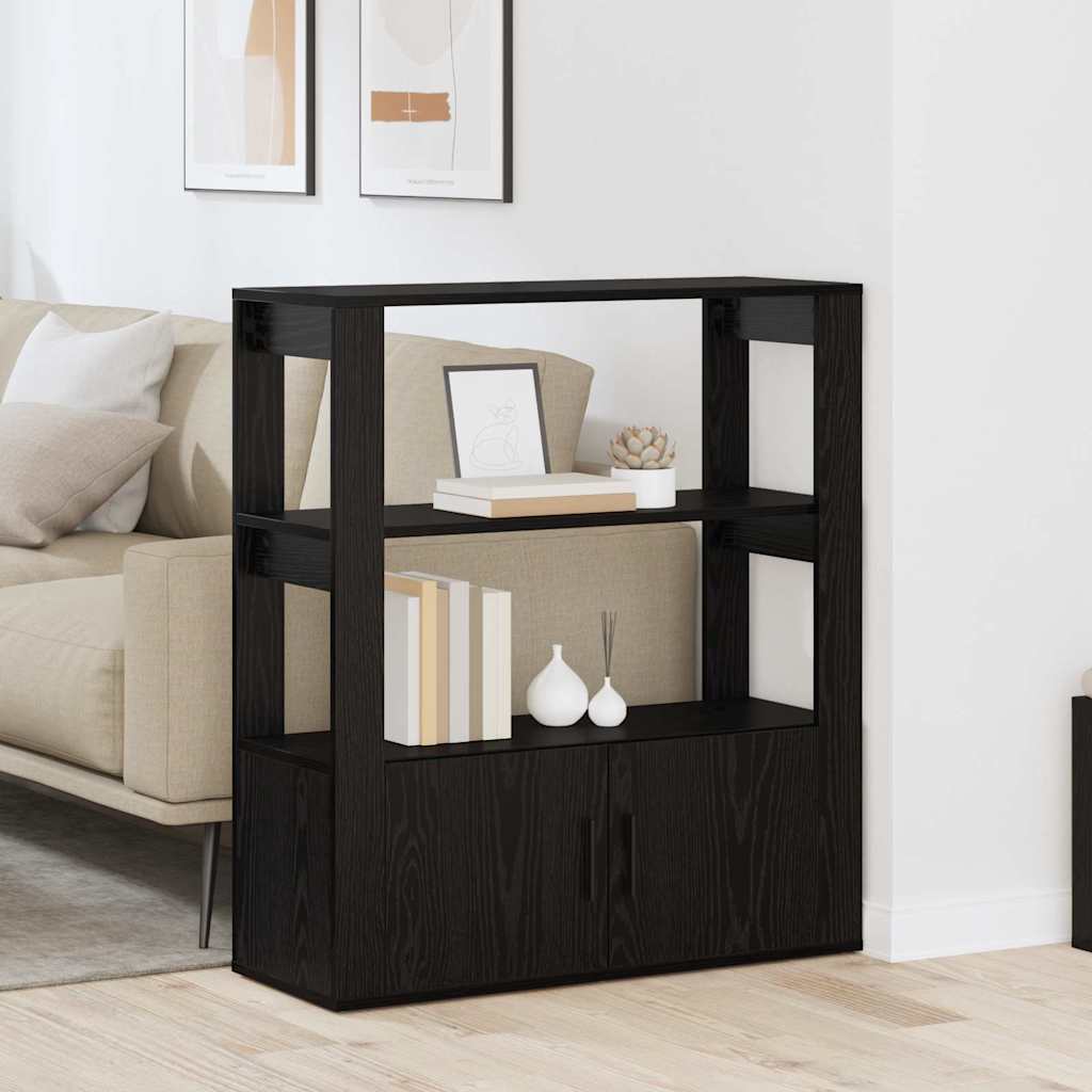 Aparador moderno HKH de madera procesada con 2 puertas - Roble negro