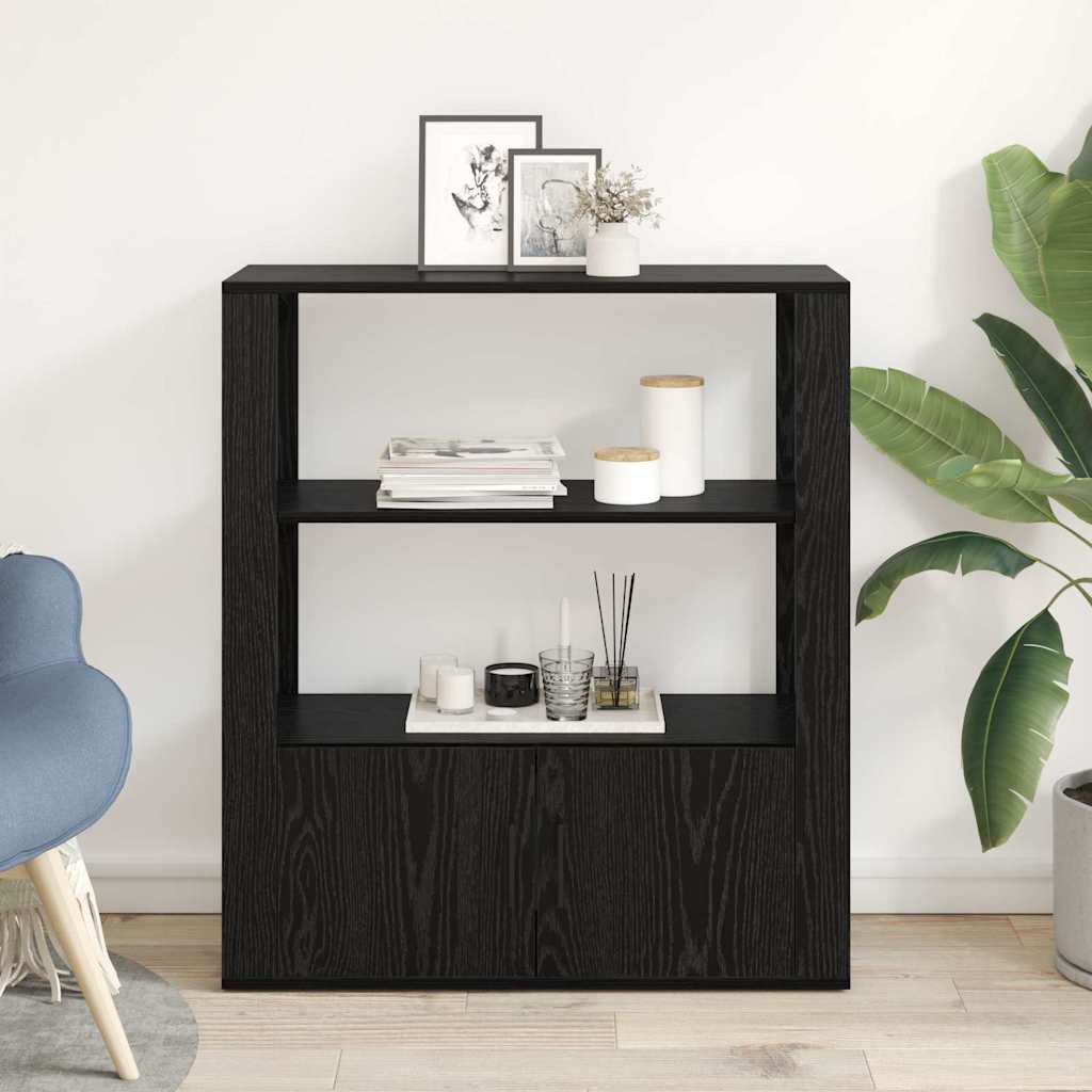 Aparador moderno HKH de madera procesada con 2 puertas - Roble negro