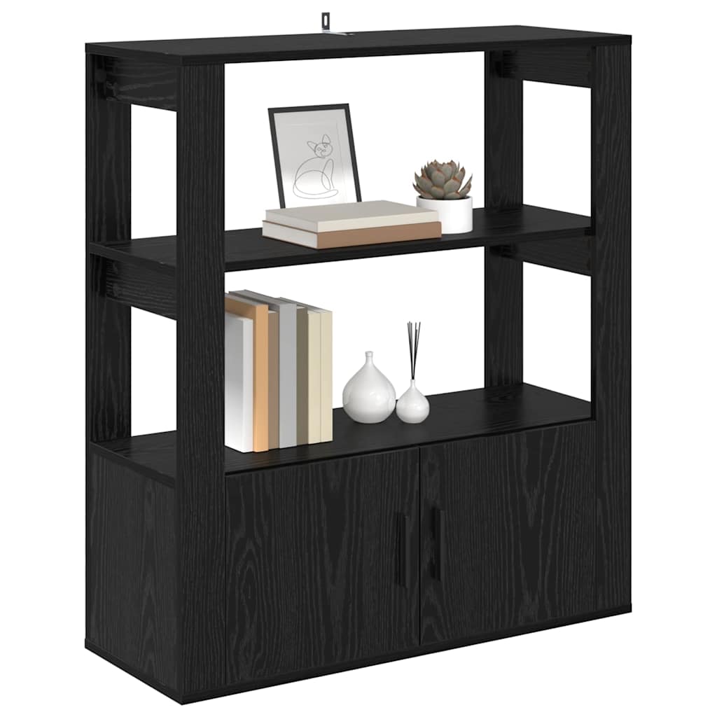 Aparador moderno HKH de madera procesada con 2 puertas - Roble negro