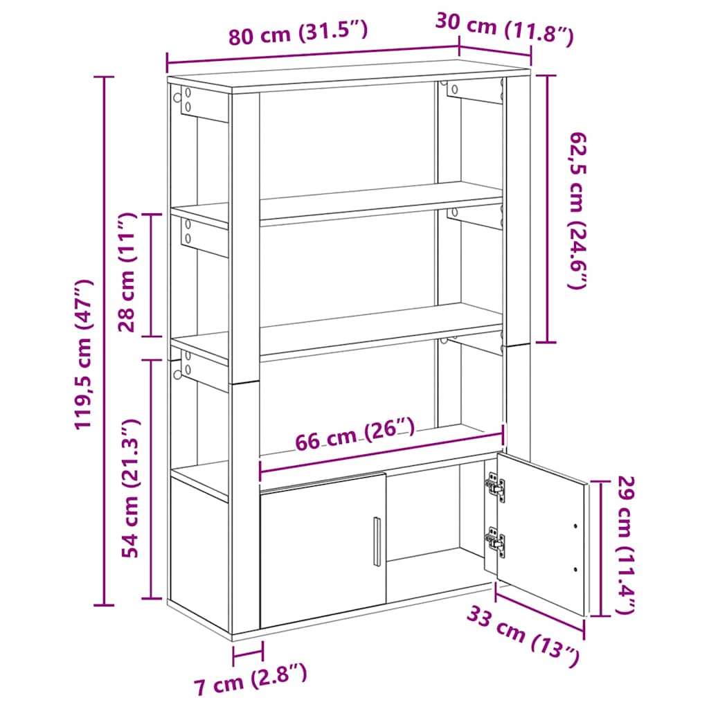 HKH Aparador Alto de Madera Procesada con 2 Puertas - Roble Artesano