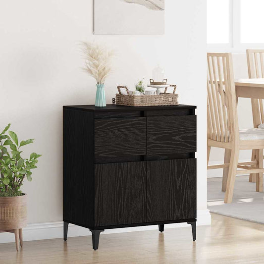 Aparador Industrial HKH de Madera de Ingeniería y Hierro con 2 Puertas - Roble Negro