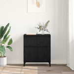 Aparador Industrial HKH de Madera de Ingeniería y Hierro con 2 Puertas - Roble Negro