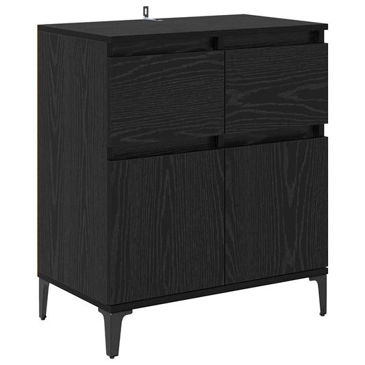 Aparador Industrial HKH de Madera de Ingeniería y Hierro con 2 Puertas - Roble Negro