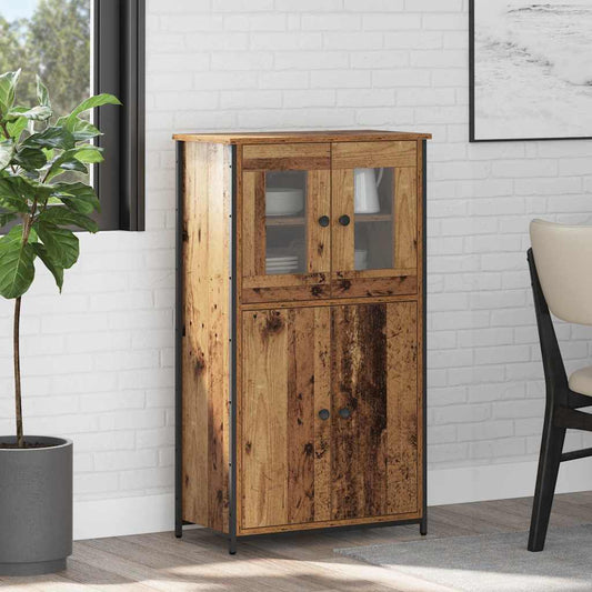 Aparador Alto HKH en Madera Procesada con 4 Puertas - Madera Antigua