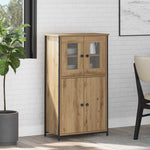HKH Aparador alto de madera procesada con 4 puertas - Roble artesanal