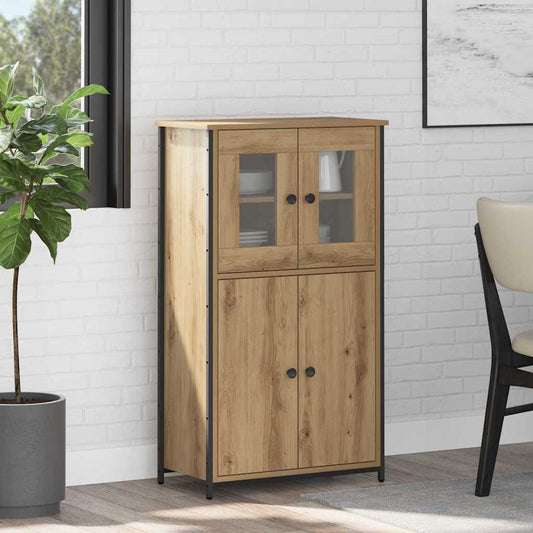 HKH Aparador alto de madera procesada con 4 puertas - Roble artesanal