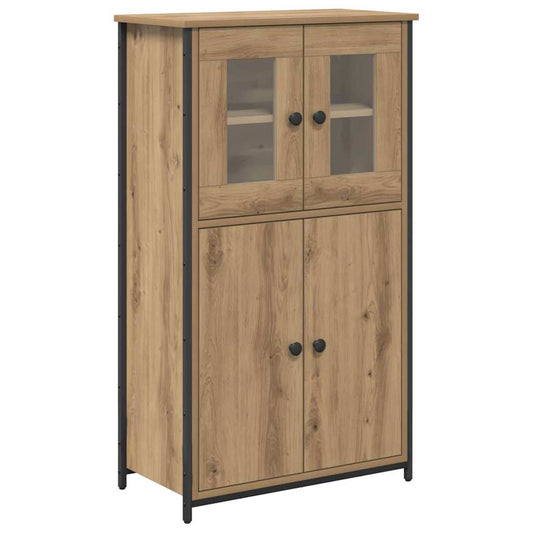 HKH Aparador alto de madera procesada con 4 puertas - Roble artesanal