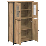 HKH Aparador alto de madera procesada con 4 puertas - Roble artesanal