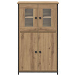 HKH Aparador alto de madera procesada con 4 puertas - Roble artesanal