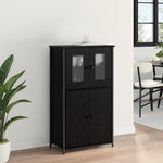 Aparador alto HKH de madera procesada con 4 puertas - Roble negro