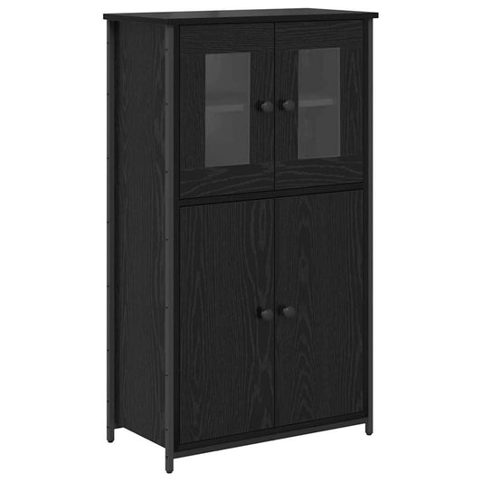 Aparador alto HKH de madera procesada con 4 puertas - Roble negro