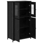 Aparador alto HKH de madera procesada con 4 puertas - Roble negro
