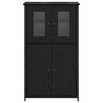Aparador alto HKH de madera procesada con 4 puertas - Roble negro