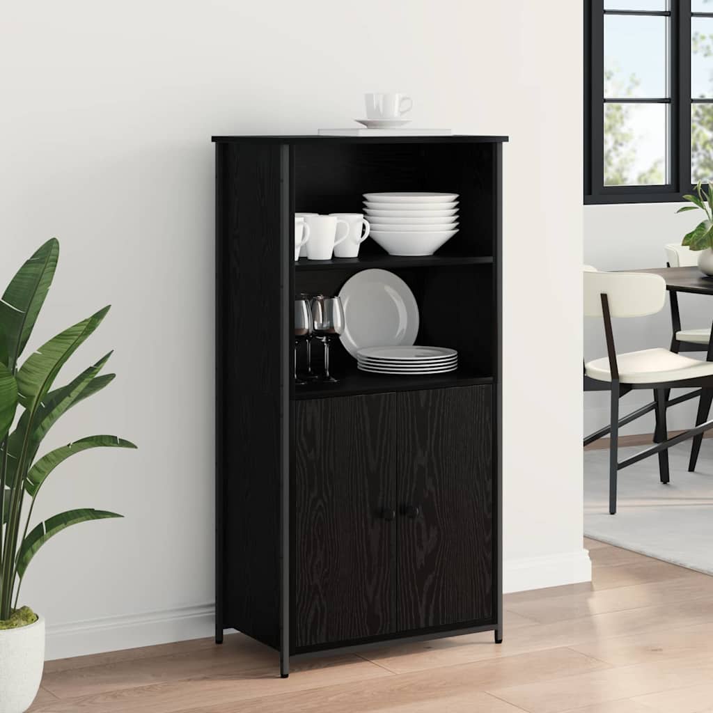 HKH Aparador Alto en Madera Procesada con 2 Puertas - Roble Negro