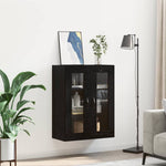 HKH Armario de Pared Moderno de Contrachapado y Vidrio con 2 Puertas - Roble Negro
