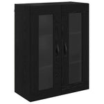 HKH Armario de Pared Moderno de Contrachapado y Vidrio con 2 Puertas - Roble Negro