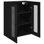 HKH Armario de Pared Moderno de Contrachapado y Vidrio con 2 Puertas - Roble Negro