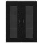 HKH Armario de Pared Moderno de Contrachapado y Vidrio con 2 Puertas - Roble Negro