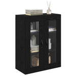 HKH Armario de Pared Moderno de Contrachapado y Vidrio con 2 Puertas - Roble Negro