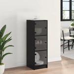Aparador alto HKH de madera procesada con 3 puertas - Roble negro