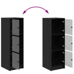 Aparador alto HKH de madera procesada con 3 puertas - Roble negro