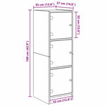 Aparador alto HKH de madera procesada con 3 puertas - Roble negro