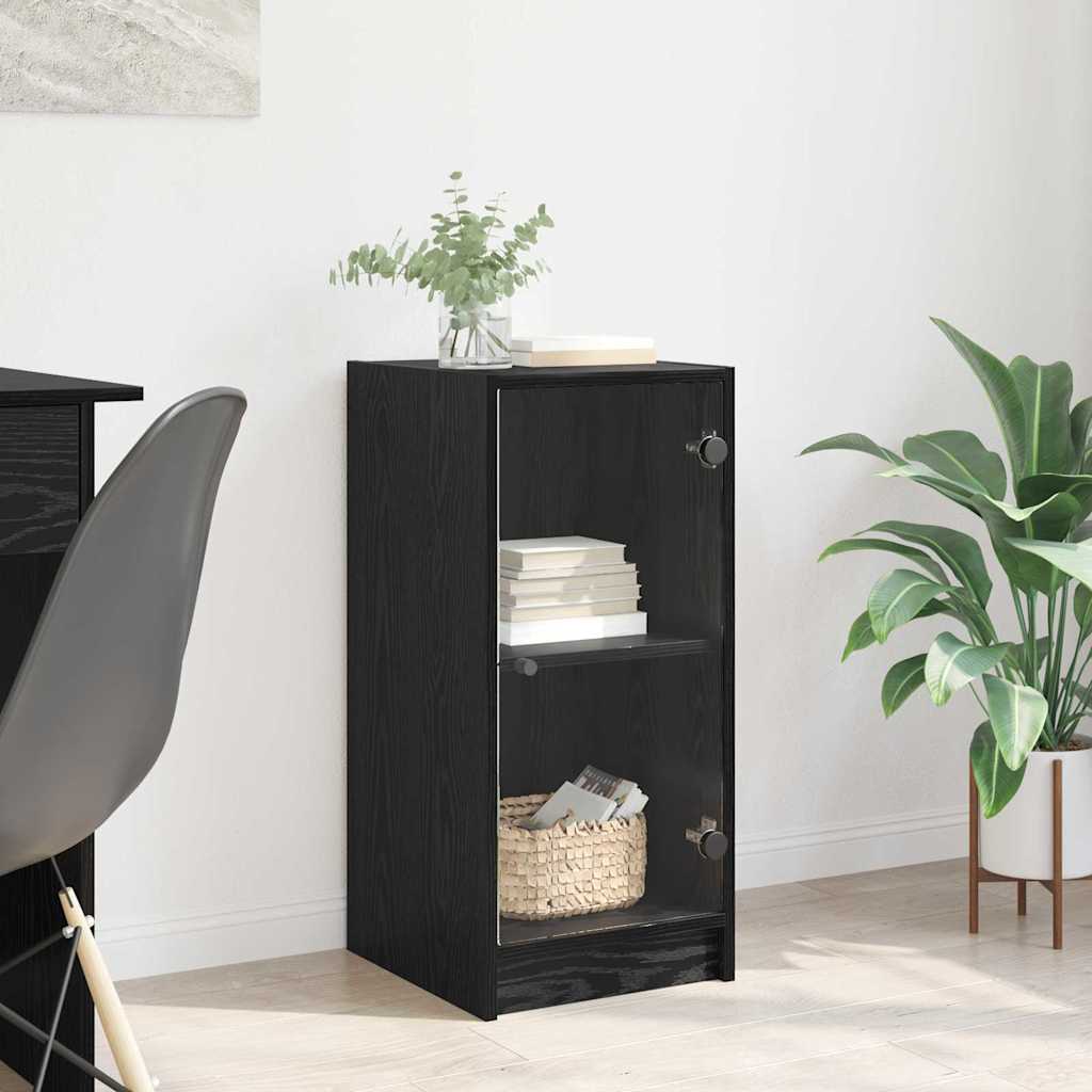 Aparador moderno HKH de madera procesada con 1 puerta - Roble negro