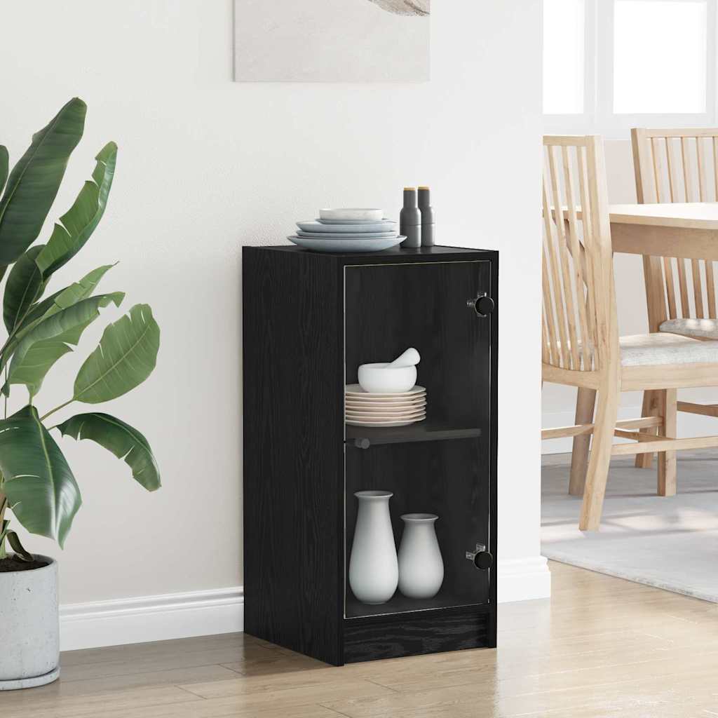 Aparador moderno HKH de madera procesada con 1 puerta - Roble negro