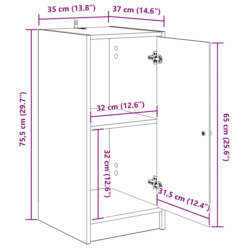 Aparador moderno HKH de madera procesada con 1 puerta - Roble negro