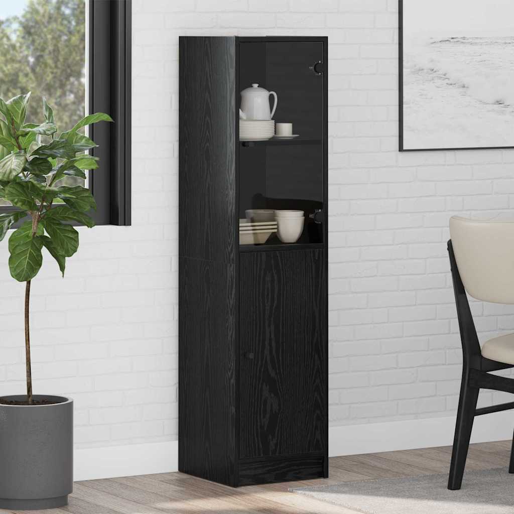 HKH Aparador Alto en Madera Procesada con 2 Puertas - Roble Negro