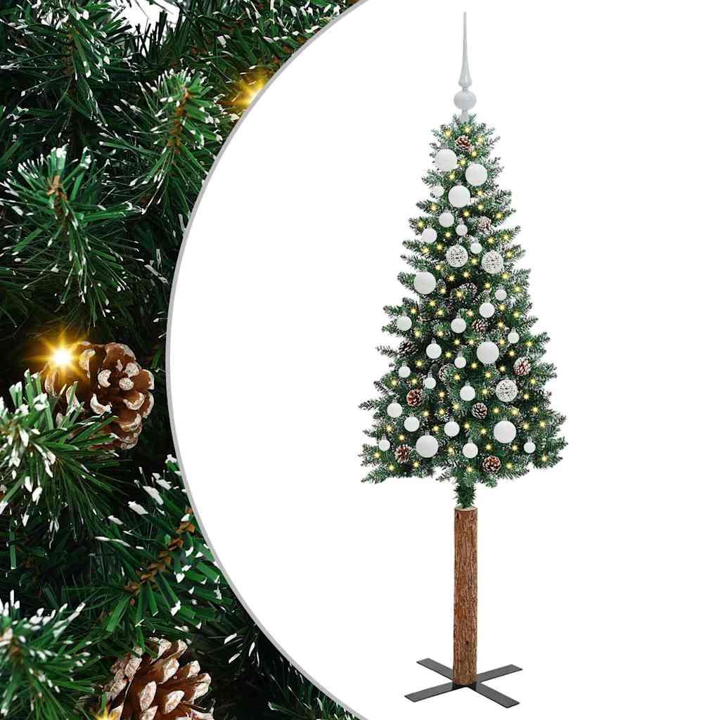 HKH Árbol de Navidad Delgado con 150 Leds y Blanco - Verde