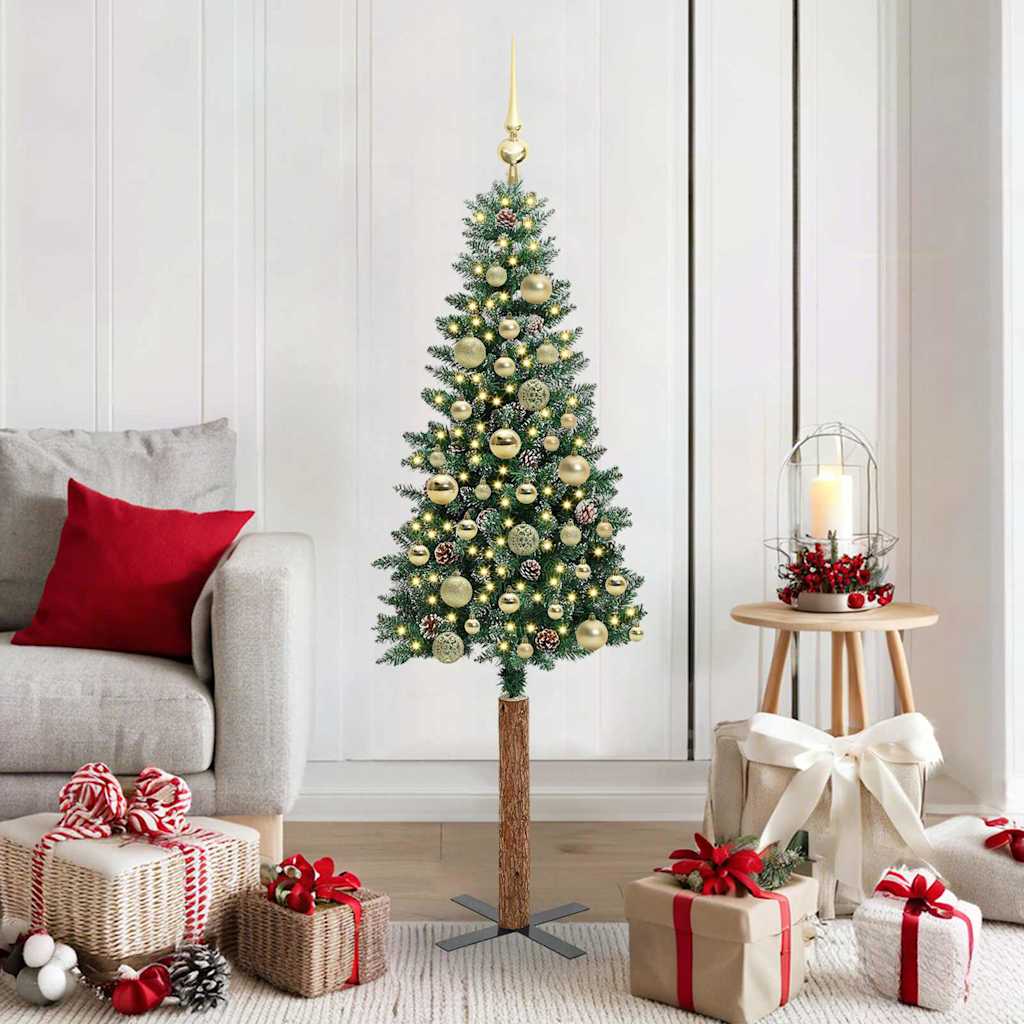 HKH Árbol de Navidad Delgado con 150 Leds y Blanco - Verde