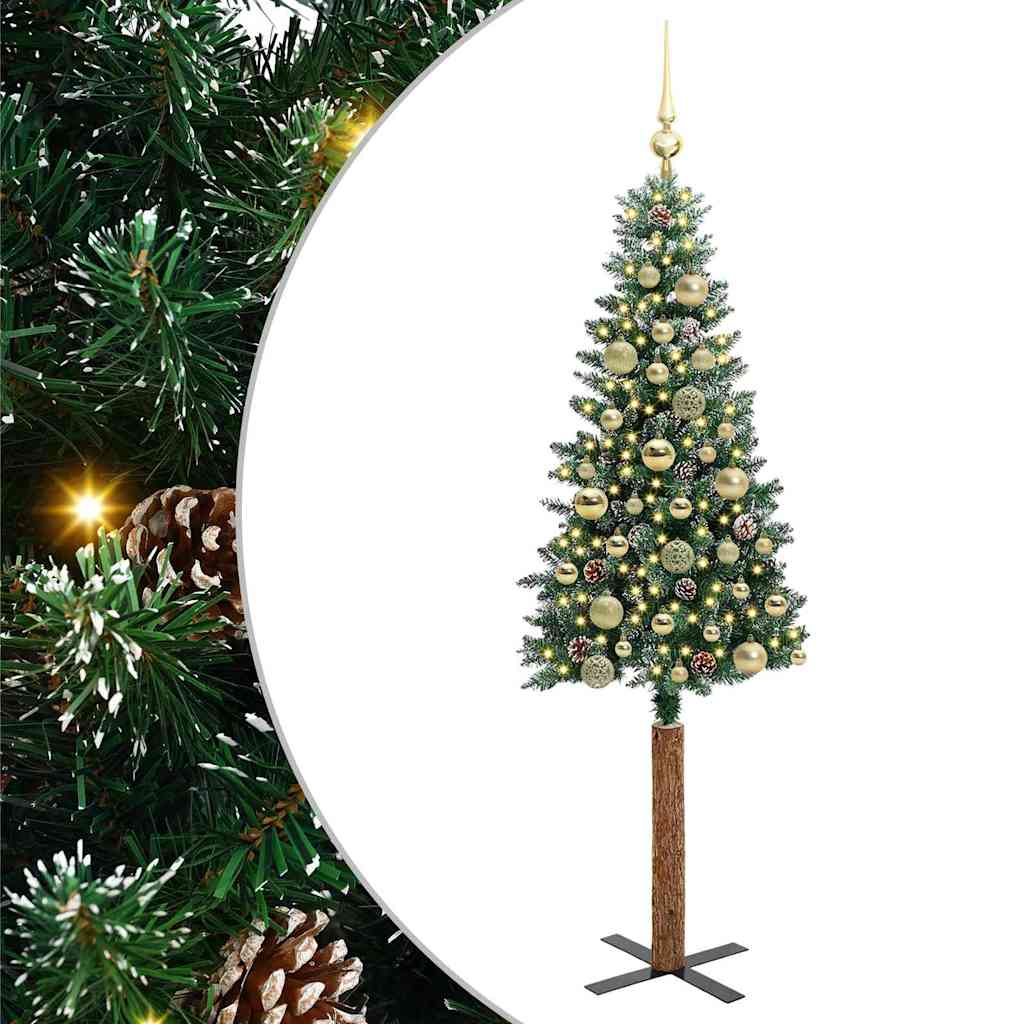 HKH Árbol de Navidad Delgado con 150 Leds y Blanco - Verde