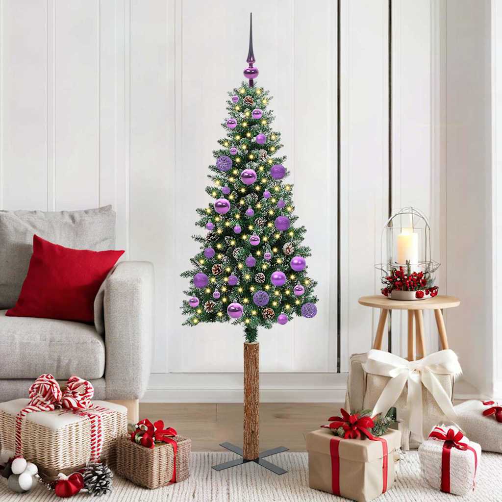 HKH Árbol de Navidad Delgado con 150 Leds y Blanco - Verde